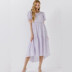 English factory plaid midi dress